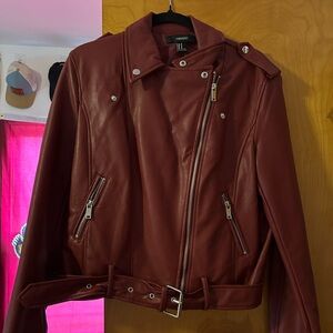 Forever 21 Deep Red/Maroon/Burgundy Leather Jacket